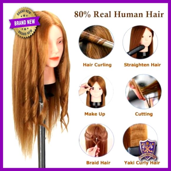 Mannequin Head with 80% Human Hair for Cosmetology Practice main image 4